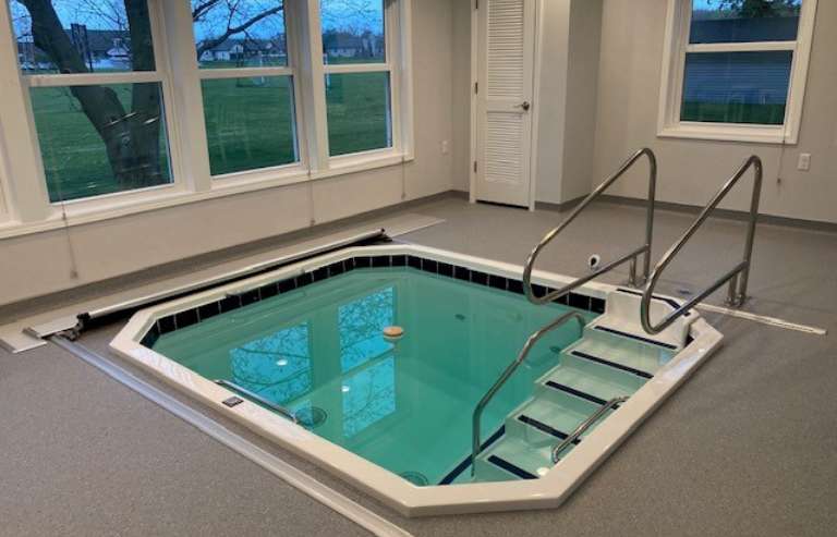 custom plunge pool with stairs for rheumatoid arthritis relief