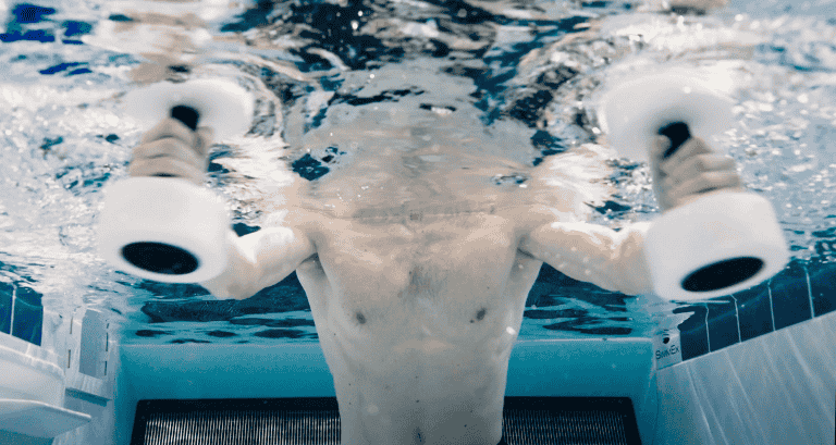 upper body workout in a pool